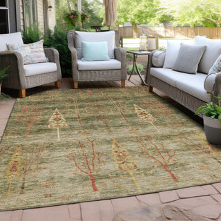 Piper Looms Chantille Floral ACN1922 Aloe Machine Washable Area Rug Outdoor Lifestyle Image Feature