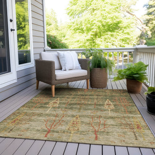 Piper Looms Chantille Floral ACN1922 Aloe Machine Washable Area Rug Outdoor Lifestyle Image Feature