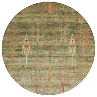 Piper Looms Chantille Floral ACN1922 Aloe Machine Washable Area Rug Round Main Image