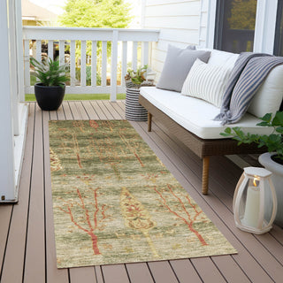 Piper Looms Chantille Floral ACN1922 Aloe Machine Washable Area Rug Runner Outdoor Lifestyle Image Feature