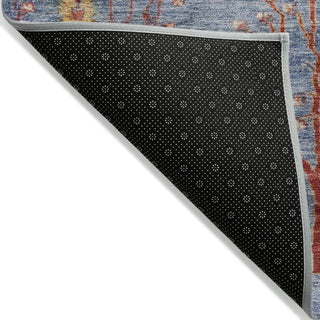 Piper Looms Chantille Floral ACN1922 Blue Machine Washable Area Rug Backing Image