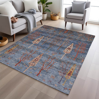 Piper Looms Chantille Floral ACN1922 Blue Machine Washable Area Rug Lifestyle Image Feature