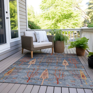 Piper Looms Chantille Floral ACN1922 Blue Machine Washable Area Rug Outdoor Lifestyle Image Feature