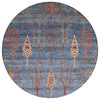 Piper Looms Chantille Floral ACN1922 Blue Machine Washable Area Rug Round Main Image