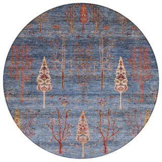 Piper Looms Chantille Floral ACN1922 Blue Machine Washable Area Rug Round Main Image