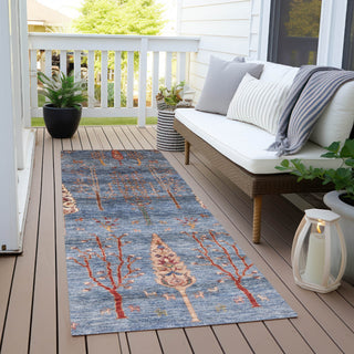 Piper Looms Chantille Floral ACN1922 Blue Machine Washable Area Rug Runner Outdoor Lifestyle Image Feature