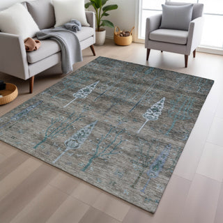 Piper Looms Chantille Floral ACN1922 Brown Machine Washable Area Rug Lifestyle Image Feature