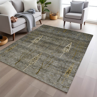 Piper Looms Chantille Floral ACN1922 Pewter Machine Washable Area Rug Lifestyle Image Feature
