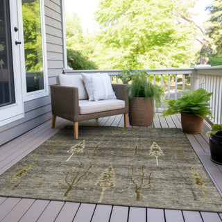 Piper Looms Chantille Floral ACN1922 Pewter Machine Washable Area Rug Outdoor Lifestyle Image Feature