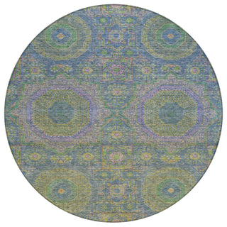 Piper Looms Chantille Panels ACN1923 Blue Machine Washable Area Rug Round Main Image