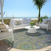 Piper Looms Chantille Panels ACN1923 Blue Machine Washable Area Rug Round Outdoor Lifestyle Image Feature