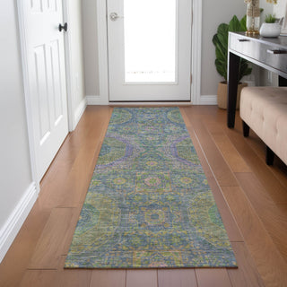 Piper Looms Chantille Panels ACN1923 Blue Machine Washable Area Rug Runner Lifestyle Image Feature