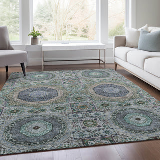 Piper Looms Chantille Panels ACN1923 Green Machine Washable Area Rug Lifestyle Image Feature