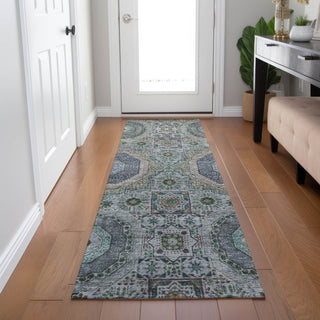 Piper Looms Chantille Panels ACN1923 Green Machine Washable Area Rug Runner Lifestyle Image Feature