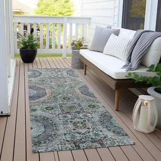 Piper Looms Chantille Panels ACN1923 Green Machine Washable Area Rug Runner Outdoor Lifestyle Image Feature