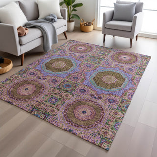 Piper Looms Chantille Panels ACN1923 Pink Machine Washable Area Rug Lifestyle Image Feature