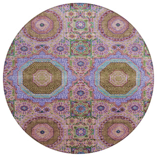 Piper Looms Chantille Panels ACN1923 Pink Machine Washable Area Rug Round Main Image