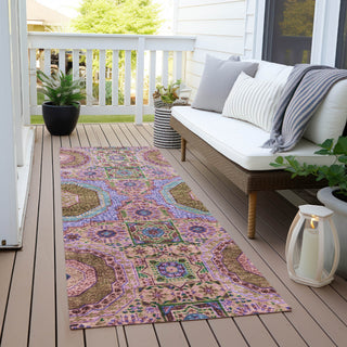Piper Looms Chantille Panels ACN1923 Pink Machine Washable Area Rug Runner Outdoor Lifestyle Image Feature