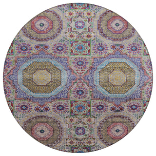 Piper Looms Chantille Panels ACN1923 Purple Machine Washable Area Rug Round Main Image
