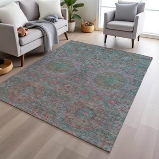 Piper Looms Chantille Panels ACN1923 Teal Machine Washable Area Rug Lifestyle Image Feature