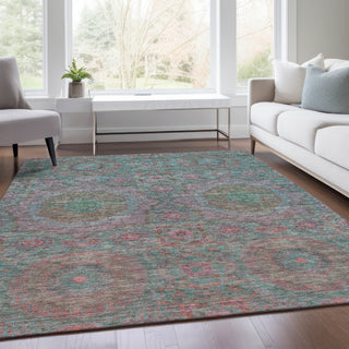 Piper Looms Chantille Panels ACN1923 Teal Machine Washable Area Rug Lifestyle Image Feature