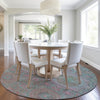 Piper Looms Chantille Panels ACN1923 Teal Machine Washable Area Rug Round Lifestyle Image Feature