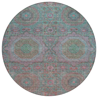 Piper Looms Chantille Panels ACN1923 Teal Machine Washable Area Rug Round Main Image