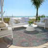 Piper Looms Chantille Panels ACN1923 Teal Machine Washable Area Rug Round Outdoor Lifestyle Image Feature