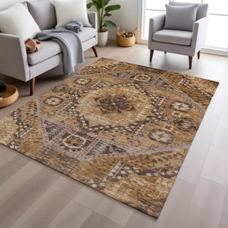 Piper Looms Chantille Diamond ACN1924 Copper Machine Washable Area Rug Lifestyle Image Feature