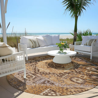 Piper Looms Chantille Diamond ACN1924 Copper Machine Washable Area Rug Round Outdoor Lifestyle Image Feature