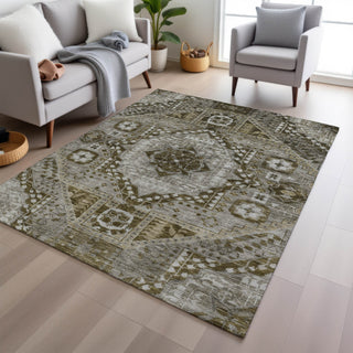 Piper Looms Chantille Diamond ACN1924 Khaki Machine Washable Area Rug Lifestyle Image Feature