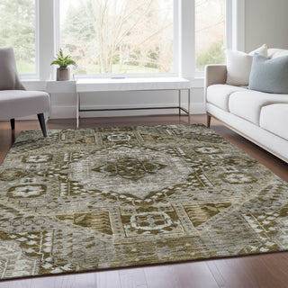 Piper Looms Chantille Diamond ACN1924 Khaki Machine Washable Area Rug Lifestyle Image Feature