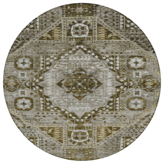 Piper Looms Chantille Diamond ACN1924 Khaki Machine Washable Area Rug Round Main Image