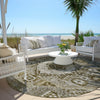 Piper Looms Chantille Diamond ACN1924 Khaki Machine Washable Area Rug Round Outdoor Lifestyle Image Feature