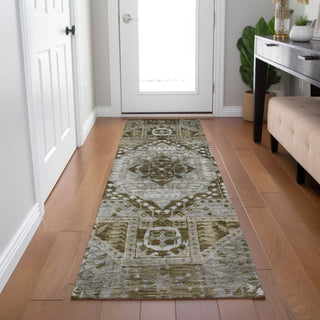 Piper Looms Chantille Diamond ACN1924 Khaki Machine Washable Area Rug Runner Lifestyle Image Feature