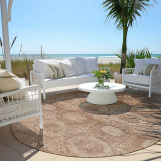Piper Looms Chantille Panels ACN1925 Copper Machine Washable Area Rug Round Outdoor Lifestyle Image Feature