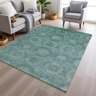 Piper Looms Chantille Panels ACN1925 Teal Machine Washable Area Rug Lifestyle Image Feature