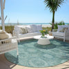 Piper Looms Chantille Panels ACN1925 Teal Machine Washable Area Rug Round Outdoor Lifestyle Image Feature