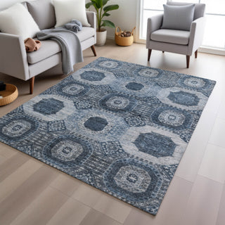 Piper Looms Chantille Panels ACN1926 Blue Machine Washable Area Rug Lifestyle Image Feature
