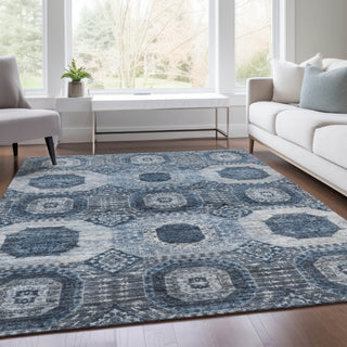 Piper Looms Chantille Panels ACN1926 Blue Machine Washable Area Rug Lifestyle Image Feature