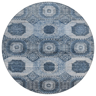 Piper Looms Chantille Panels ACN1926 Blue Machine Washable Area Rug Round Main Image