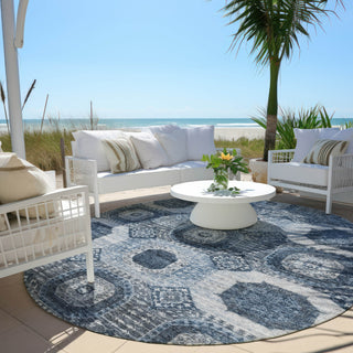 Piper Looms Chantille Panels ACN1926 Blue Machine Washable Area Rug Round Outdoor Lifestyle Image Feature