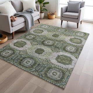 Piper Looms Chantille Panels ACN1926 Olive Machine Washable Area Rug Lifestyle Image Feature