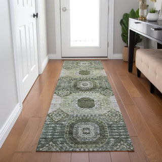 Piper Looms Chantille Panels ACN1926 Olive Machine Washable Area Rug Runner Lifestyle Image Feature