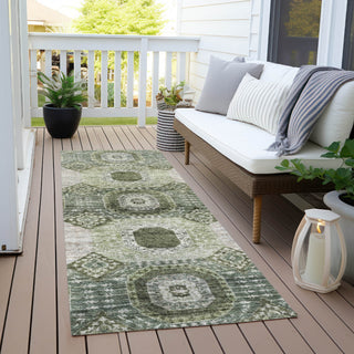 Piper Looms Chantille Panels ACN1926 Olive Machine Washable Area Rug Runner Outdoor Lifestyle Image Feature