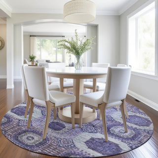 Piper Looms Chantille Panels ACN1926 Purple Machine Washable Area Rug Round Lifestyle Image Feature