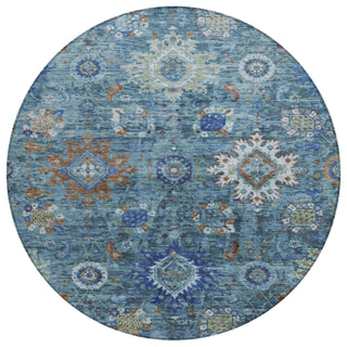 Piper Looms Chantille Global ACN1927 Blue Machine Washable Area Rug Round Main Image