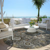 Piper Looms Chantille Global ACN1927 Pewter Machine Washable Area Rug Round Outdoor Lifestyle Image Feature