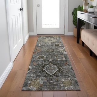 Piper Looms Chantille Global ACN1927 Pewter Machine Washable Area Rug Runner Lifestyle Image Feature