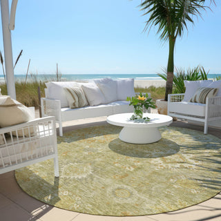 Piper Looms Chantille Global ACN1927 Sage Machine Washable Area Rug Round Outdoor Lifestyle Image Feature